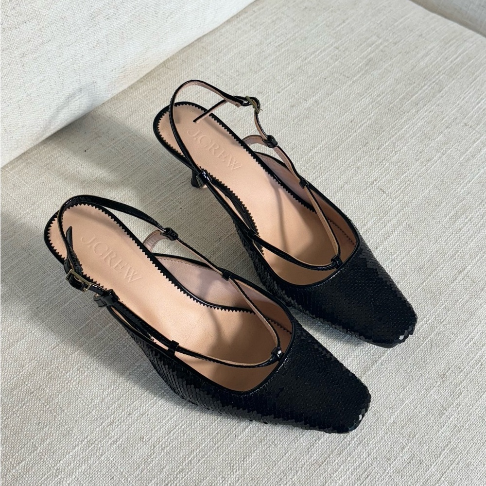 Jcrew Collection Leona sequin slingback‎ heel size 6.5